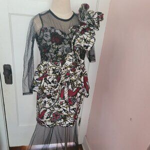 Nigerian Africa Womens Flora Print Dress (Cultural & Ethnic Clothing)-L/XL